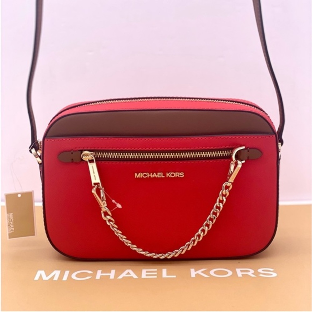 Michael Kors Women's Jet Set Logo East West Zip Chain Crossbody